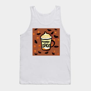 Pumpkin Spice Latte with bat and pumpkin pattern for fall and halloween celebrations Tank Top